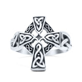 Vintage Triquetra Celtic Cross Traditional Infinity Knot Fashionable Oxidized Ring Band Thumb Ring (17mm)