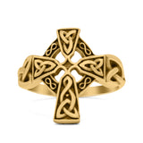 Vintage Triquetra Celtic Cross Traditional Infinity Knot Fashionable Oxidized Ring Band Thumb Ring (17mm)