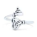 Triquetra Love Key Celtic Knot Heart Shape Propensity Oxidized Ring Band Thumb Ring (14mm)