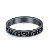 Moons and Stars Oxidized Ring Solid 925 Sterling Silver