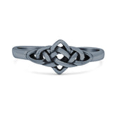 Classic Triquetra Endless Celtic Knot Modern Design Oxidized Band Thumb Ring (7mm)