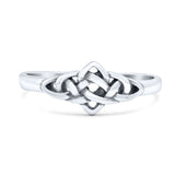 Classic Triquetra Endless Celtic Knot Modern Design Oxidized Band Thumb Ring (7mm)