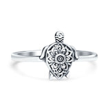 Plain Thumb Ring Oxidized Turtle Band 925 Sterling Silver