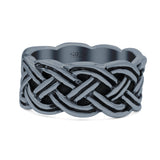 Twisted Braided Full Eternity Ring Oxidized Band Solid 925 Sterling Silver Thumb Ring (10mm)
