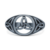 Vintage Celtic Trinity Triquetra Knot Attractive Design Oxidized Fashion Band Solid 925 Sterling Silver Thumb Ring (10mm)
