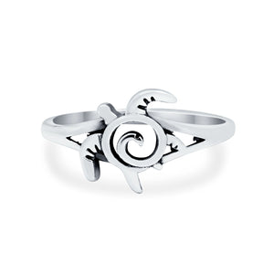 Sterling Silver Wave Turtle Ring Band Round 925 Sterling Silver