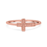 Textured Sideways Cross Band Petite Dainty Thumb Plain Ring 925 Sterling Silver