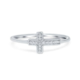 Textured Sideways Cross Band Petite Dainty Thumb Plain Ring 925 Sterling Silver