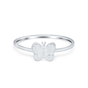 Petite Dainty Butterfly Ring Thumb Band Round 925 Sterling Silver