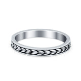 Art Deco Fashion Band Plain Ring Oxidized Round 925 Sterling Silver