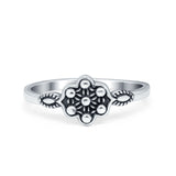 Bali Flower Oxidized Band Plain Ring 925 Sterling Silver