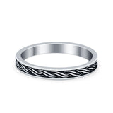 Fashion Braide Wave Design Band Oxidized Plain Ring 925 Sterling Silver