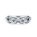 Celtic Crisscross Tangled Knot Band Oxidized Plain Ring Round 925 Sterling Silver