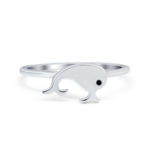 Whale Plain Ring Band 925 Sterling Silver