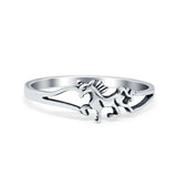 Petite Dainty Horse Plain Ring Oxidized Band 925 Sterling Silver