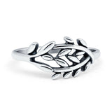 Leaves Band Oxidized Leaf Plain Ring 925 Sterling Silver