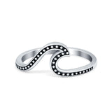 Bali Wave Plain Ring Oxidized Wave Band 925 Sterling Silver (8mm)