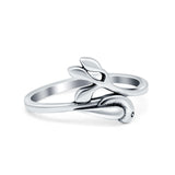 Bird on Branch Plain Ring Band Oxidized 925 Sterling Silver