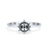 Fashion Thumb Plain Ring Helm Band Oxidized 925 Sterling Silver