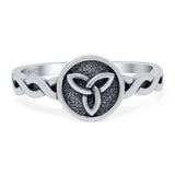 Triquetra Band Oxidized Ring Solid 925 Sterling Silver (9mm)