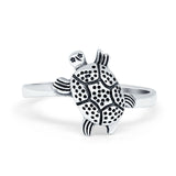 Oxidized Turtle Plain Ring Band 925 Sterling Silver