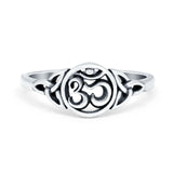 OM Celtic Plain Ring Oxidized Band 925 Sterling Silver