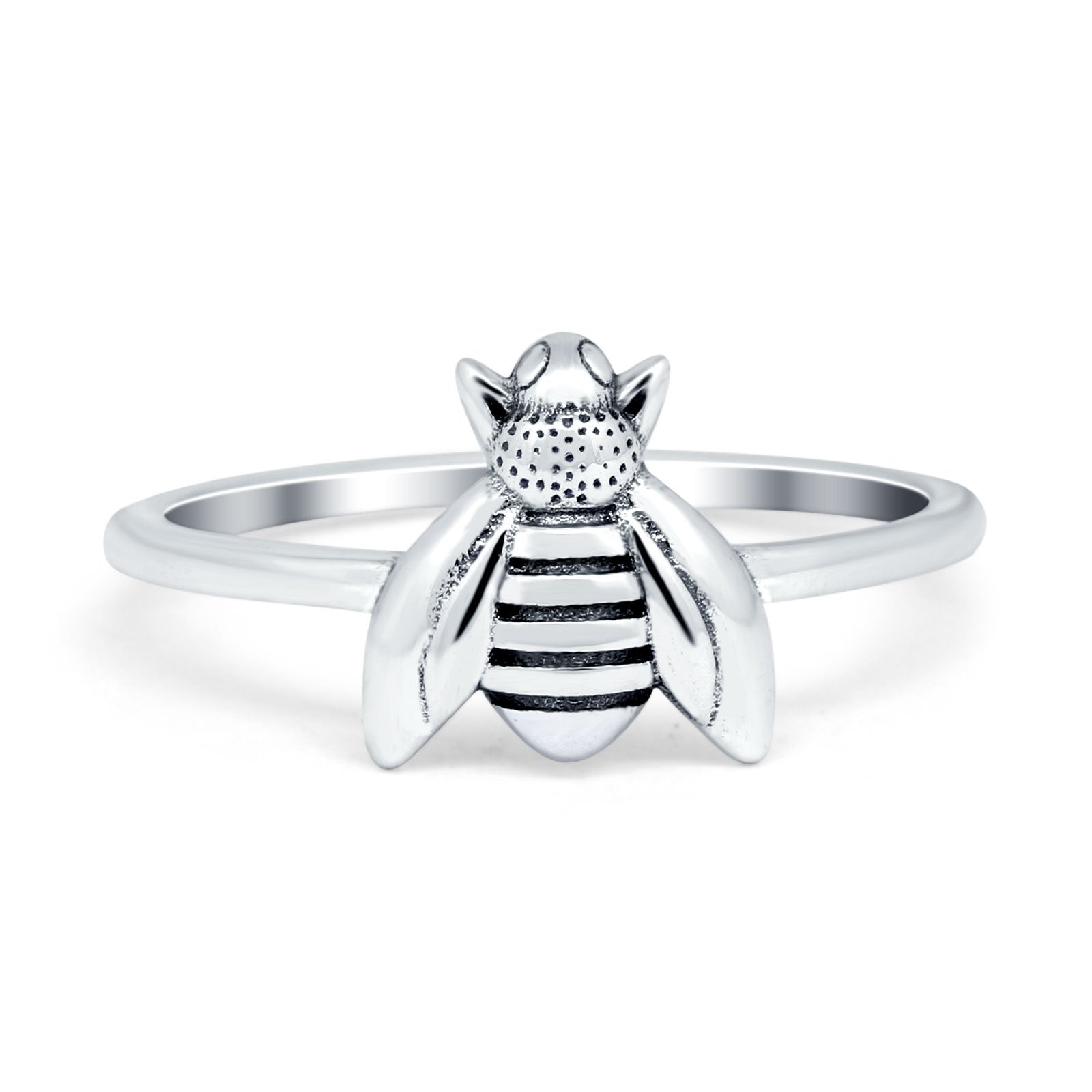 Bumble Bee Plain Ring Oxidized Band 925 Sterling Silver