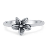 Plumeria Band Oxidized Thumb Ring Solid 925 Sterling Silver (9mm)