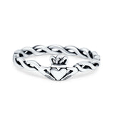 Rope Claddagh Band Oxidized 6mm Plain Thumb Ring 925 Sterling Silver