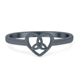 Celtic Heart Band Oxidized Ring Solid 925 Sterling Silver Thumb Ring (7mm)