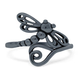 Dragonfly Band Oxidized Ring Solid 925 Sterling Silver Thumb Ring (15mm)