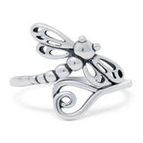 Dragonfly Band Oxidized Ring Solid 925 Sterling Silver Thumb Ring (15mm)