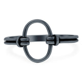 Oval Shape Oxidized Band Solid 925 Sterling Silver (12mm)