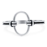 Oval Shape Oxidized Band Solid 925 Sterling Silver (12mm)