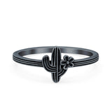 Cactus Ring Oxidized Band Solid 925 Sterling Silver Thumb Ring (10mm)