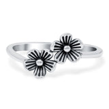 Flowers Band Oxidized Ring Solid 925 Sterling Silver Thumb Ring (9mm)