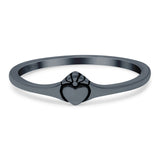 Heart Band Oxidized Ring Solid 925 Sterling Silver Thumb Ring (4mm)