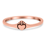 Heart Band Oxidized Ring Solid 925 Sterling Silver Thumb Ring (4mm)