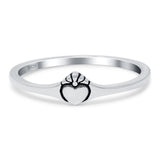 Heart Band Oxidized Ring Solid 925 Sterling Silver Thumb Ring (4mm)