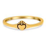Heart Band Oxidized Ring Solid 925 Sterling Silver Thumb Ring (4mm)