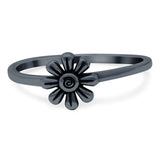 Flower Band Oxidized Ring Solid 925 Sterling Silver Thumb Ring (8mm)