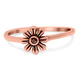 Flower Band Oxidized Ring Solid 925 Sterling Silver Thumb Ring (8mm)