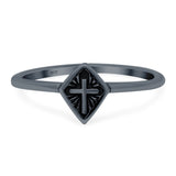 Cross Band Oxidized Ring Solid 925 Sterling Silver Thumb Ring (8mm)