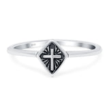 Cross Band Oxidized Ring Solid 925 Sterling Silver Thumb Ring (8mm)