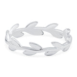 Vine Leaves Ring Oxidized Band Solid 925 Sterling Silver (4mm)