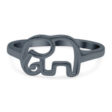 Elephant Band Oxidized Ring Solid 925 Sterling Silver Thumb Ring (8mm)
