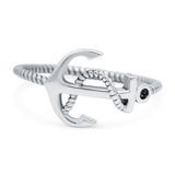 Anchor Ring Oxidized Band Solid 925 Sterling Silver (10mm)