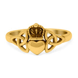 Celtic Claddagh Band Oxidized Ring Solid 925 Sterling Silver (9mm)