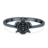 Turtle Band Oxidized Ring Solid 925 Sterling Silver Thumb Ring (8mm)