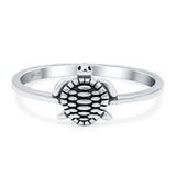 Turtle Band Oxidized Ring Solid 925 Sterling Silver Thumb Ring (8mm)